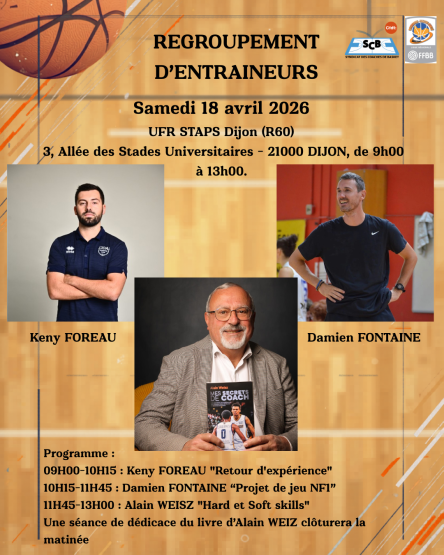 Regroupement d'entraineurs le 18/04/26 à l'UFR STAPS de Dijon